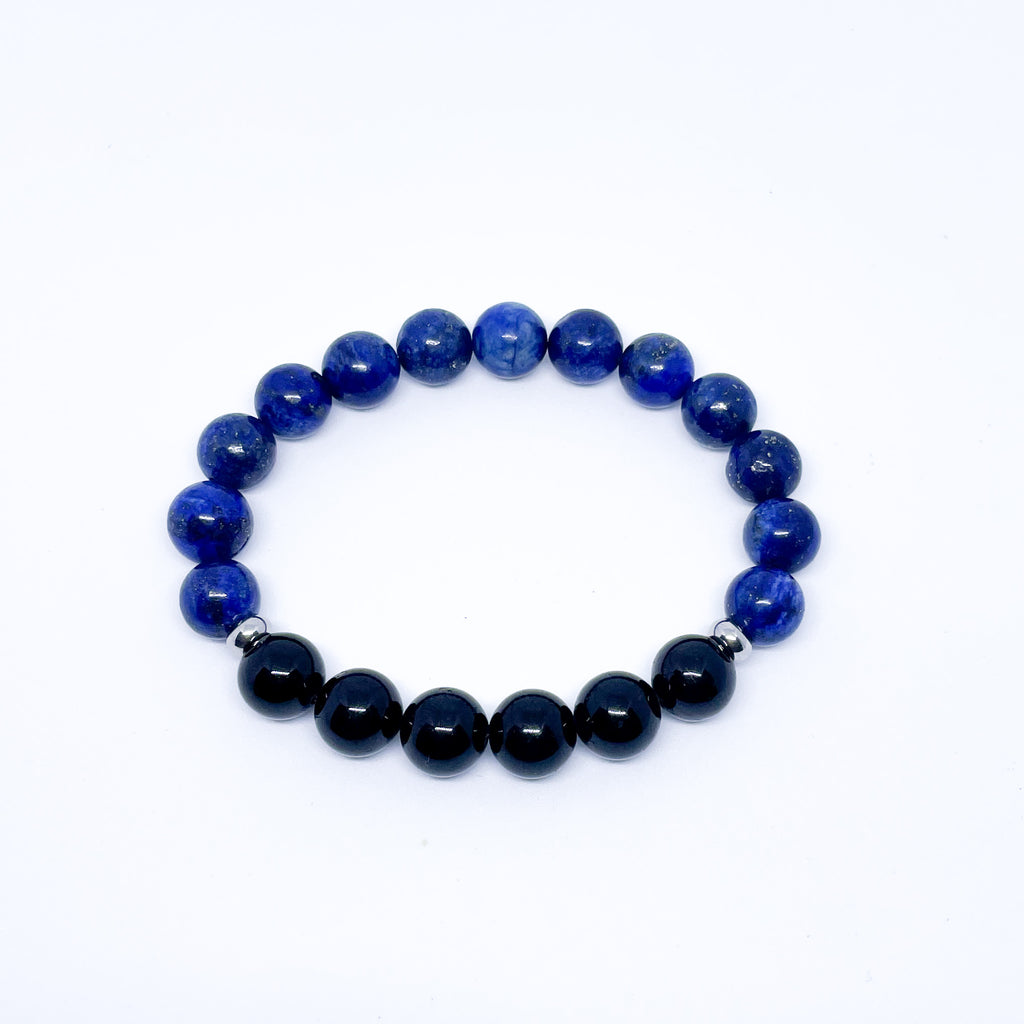 Lapis Lazuli and Black Tourmaline Energy Gemstone Bracelet