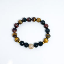 Multicolor Tiger Eye and Onyx Energy Gemstone Couples Bracelet Set