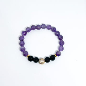 Amethyst and Onyx Energy Gemstone Bracelet