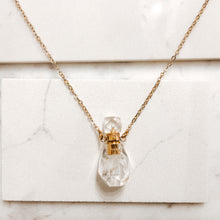 Gemstone Energy Bottle necklace Clear Quartz (gold)