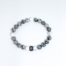 Gray Jasper and Howlite Energy Gemstone Couples Bracelet Set