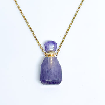 Gemstone Energy Bottle necklace Amethyst (gold)