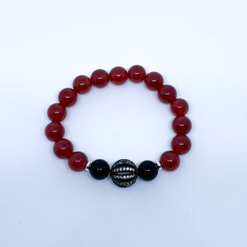 Carnelian and Onyx Energy Gemstone Couples Bracelet Set