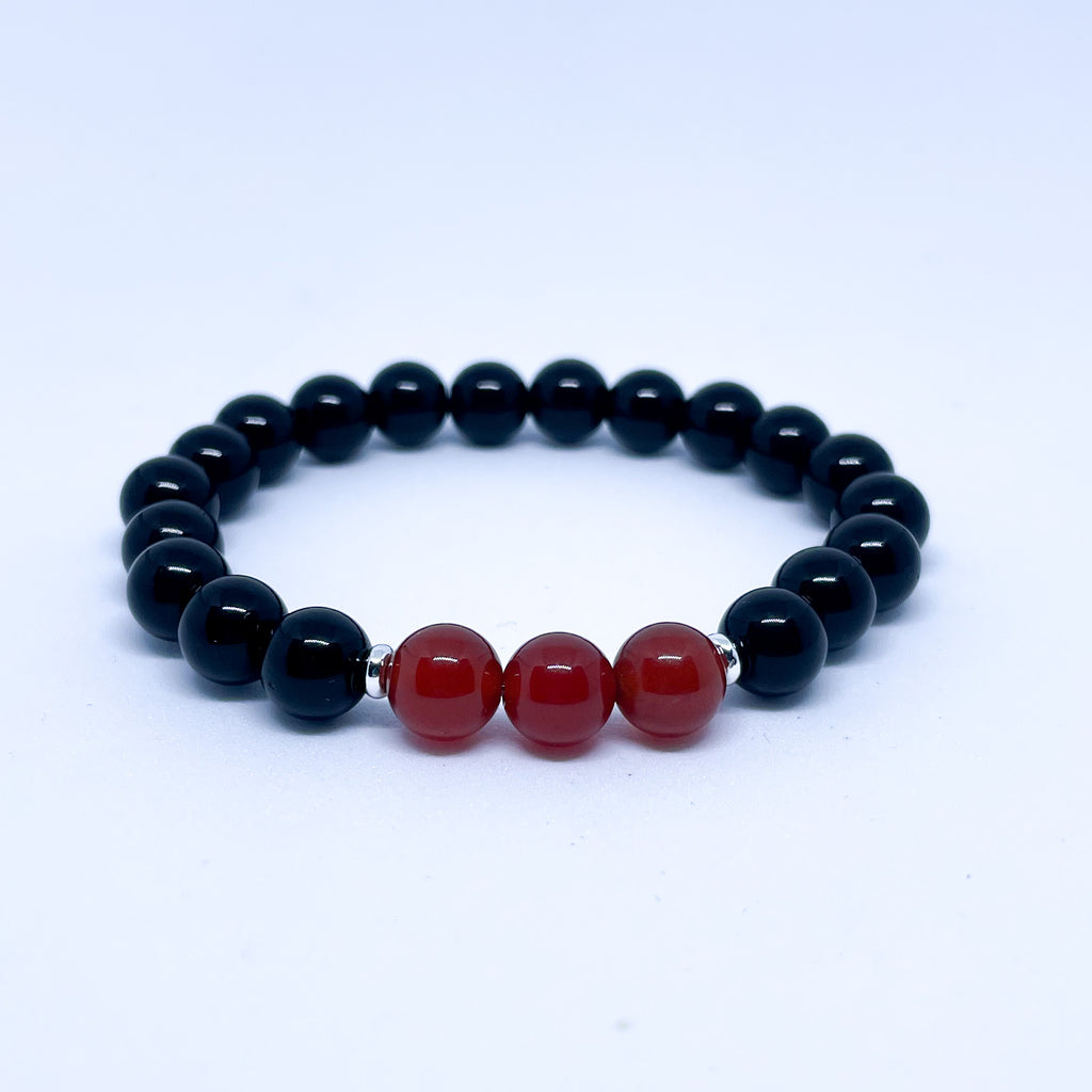 Carnelian and Onyx Energy Gemstone Couples Bracelet Set