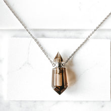 Gemstone Energy Bottle necklace Smoky Quartz (silver)